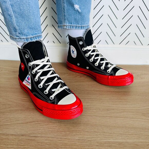 ❤️Converse Chuck 70 Hi Comme Des Garçons Play 13 Women Shoes Red Sneaker A01793C - Picture 3 of 13